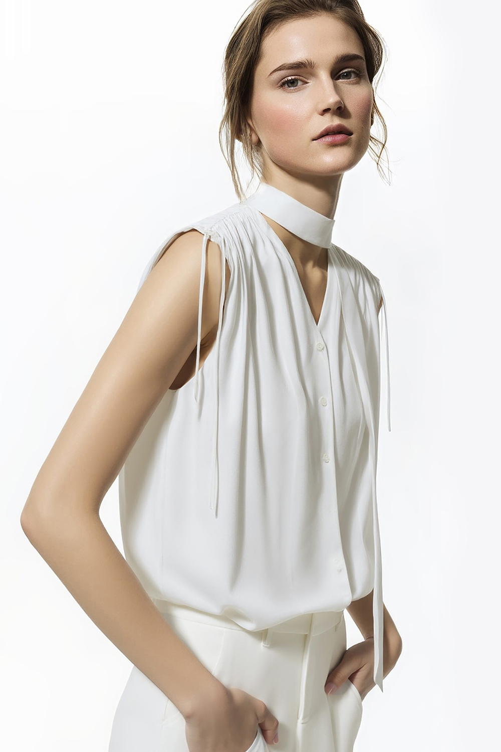 Tie Satin Chiffon Top