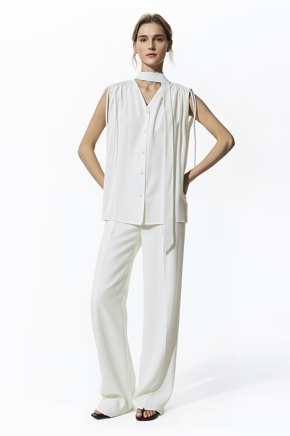 Tie Satin Chiffon Top