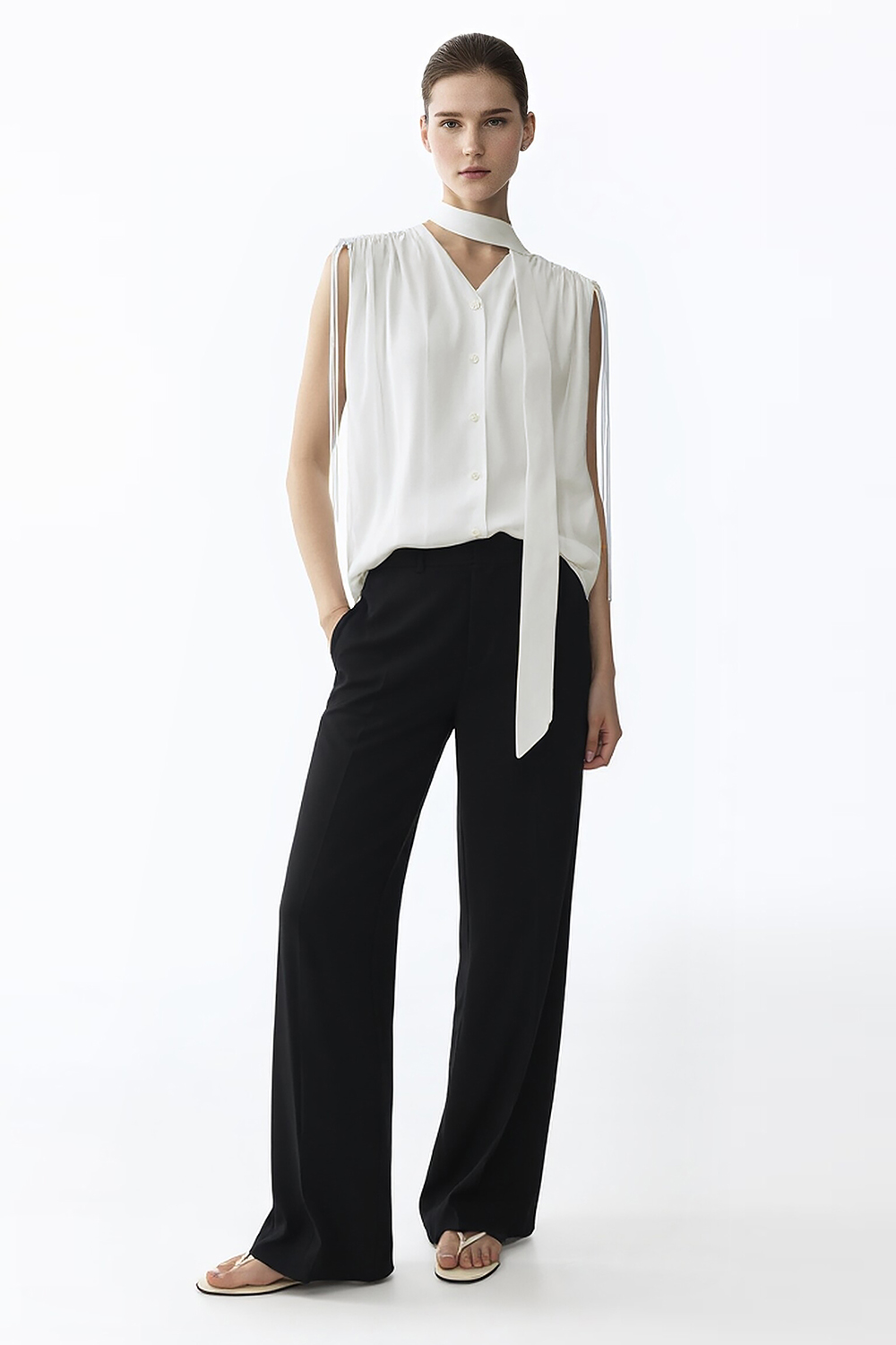 Tie Satin Chiffon Top