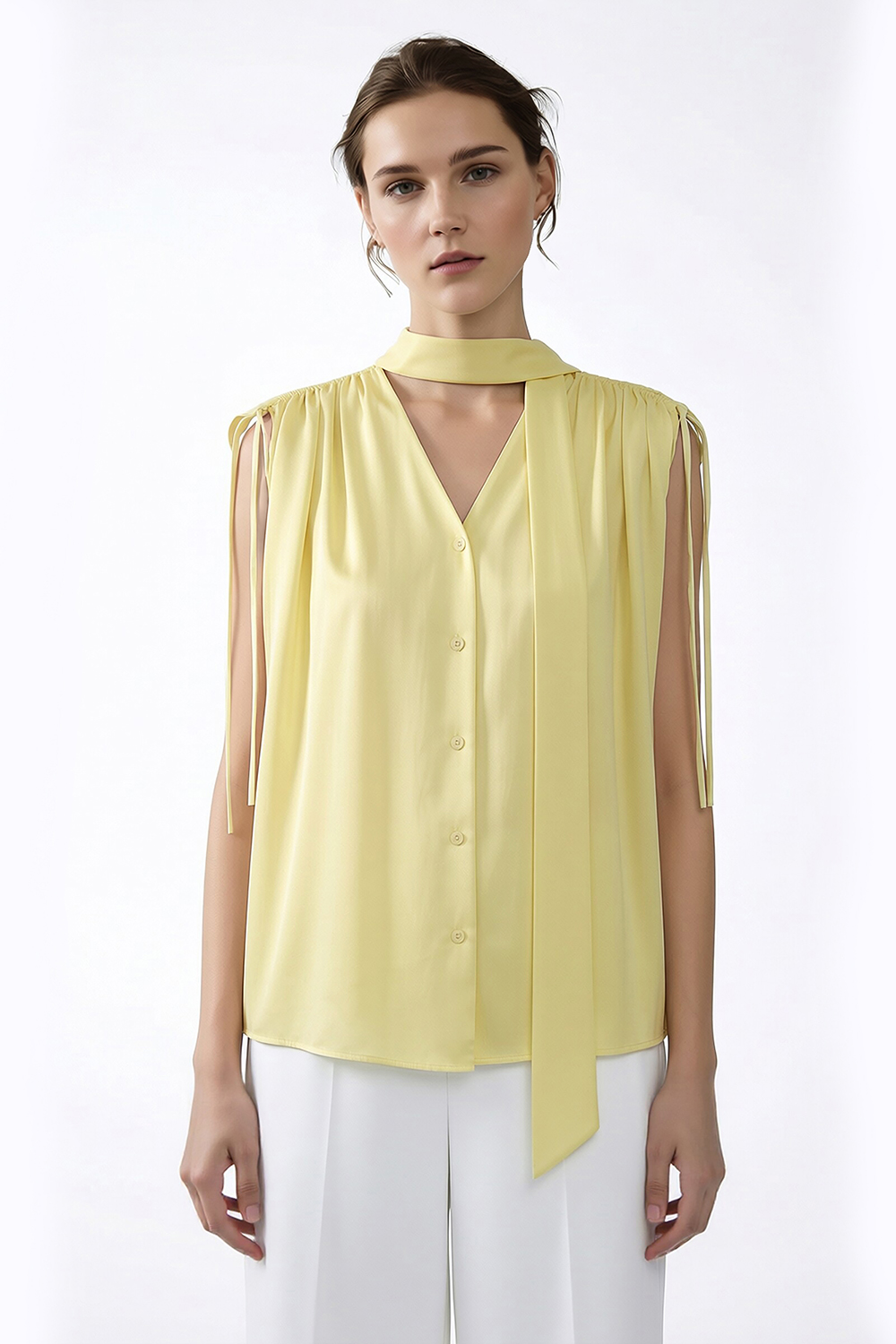 Tie Satin Chiffon Top
