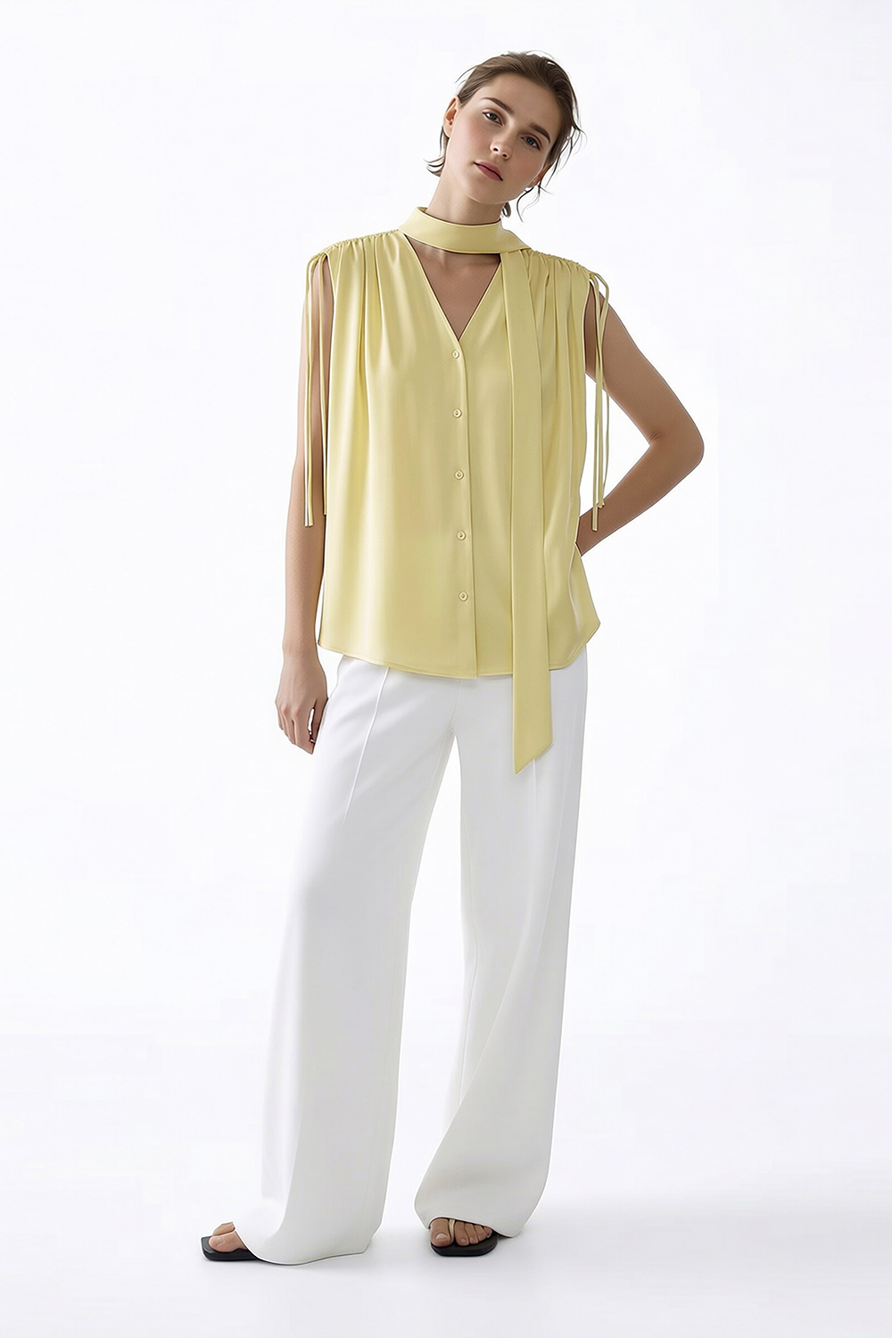 Tie Satin Chiffon Top