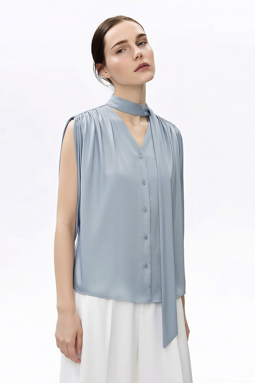 Tie Satin Chiffon Top