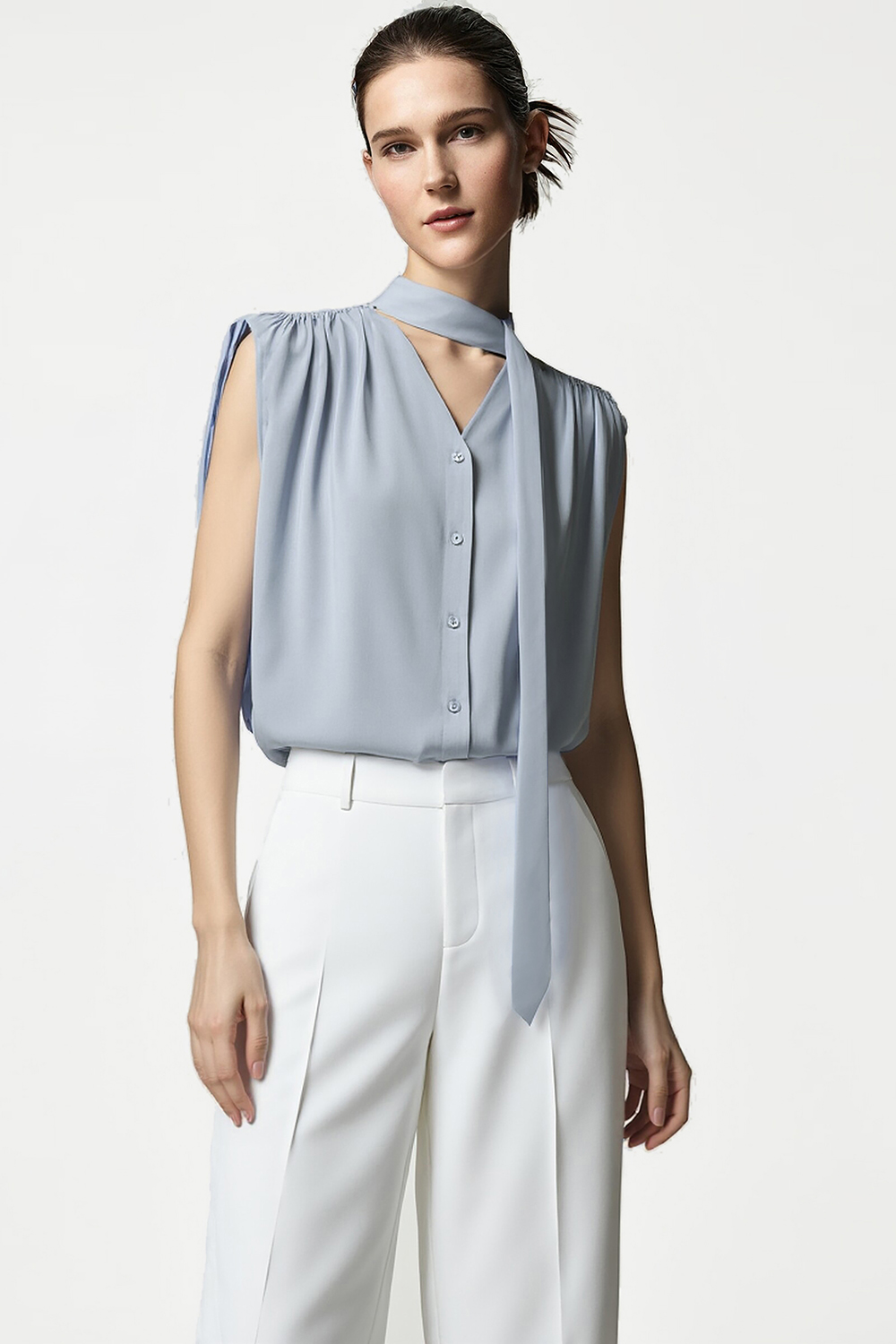 Tie Satin Chiffon Top