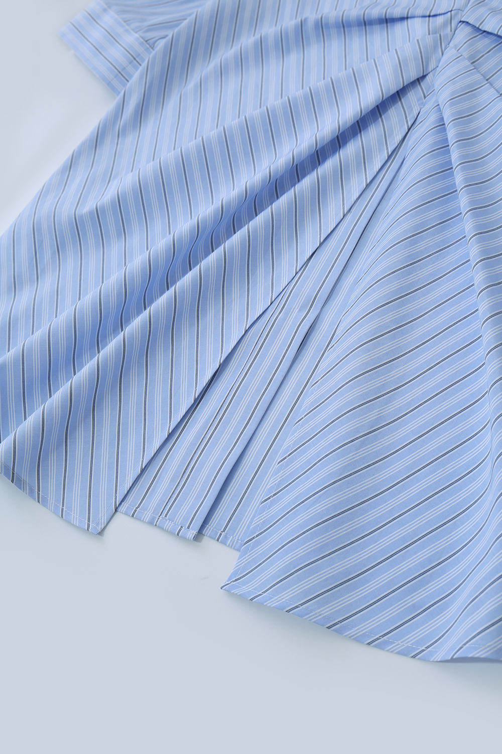 Hollow Pleated Stripe Shirt