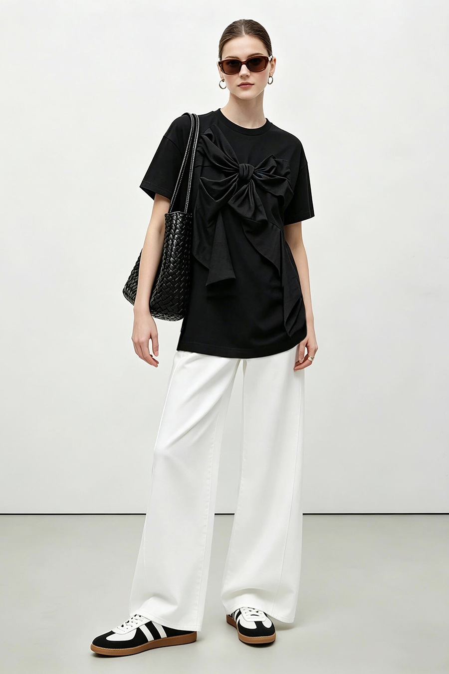 Bow Drop Shoulder T-Shirt|AMII