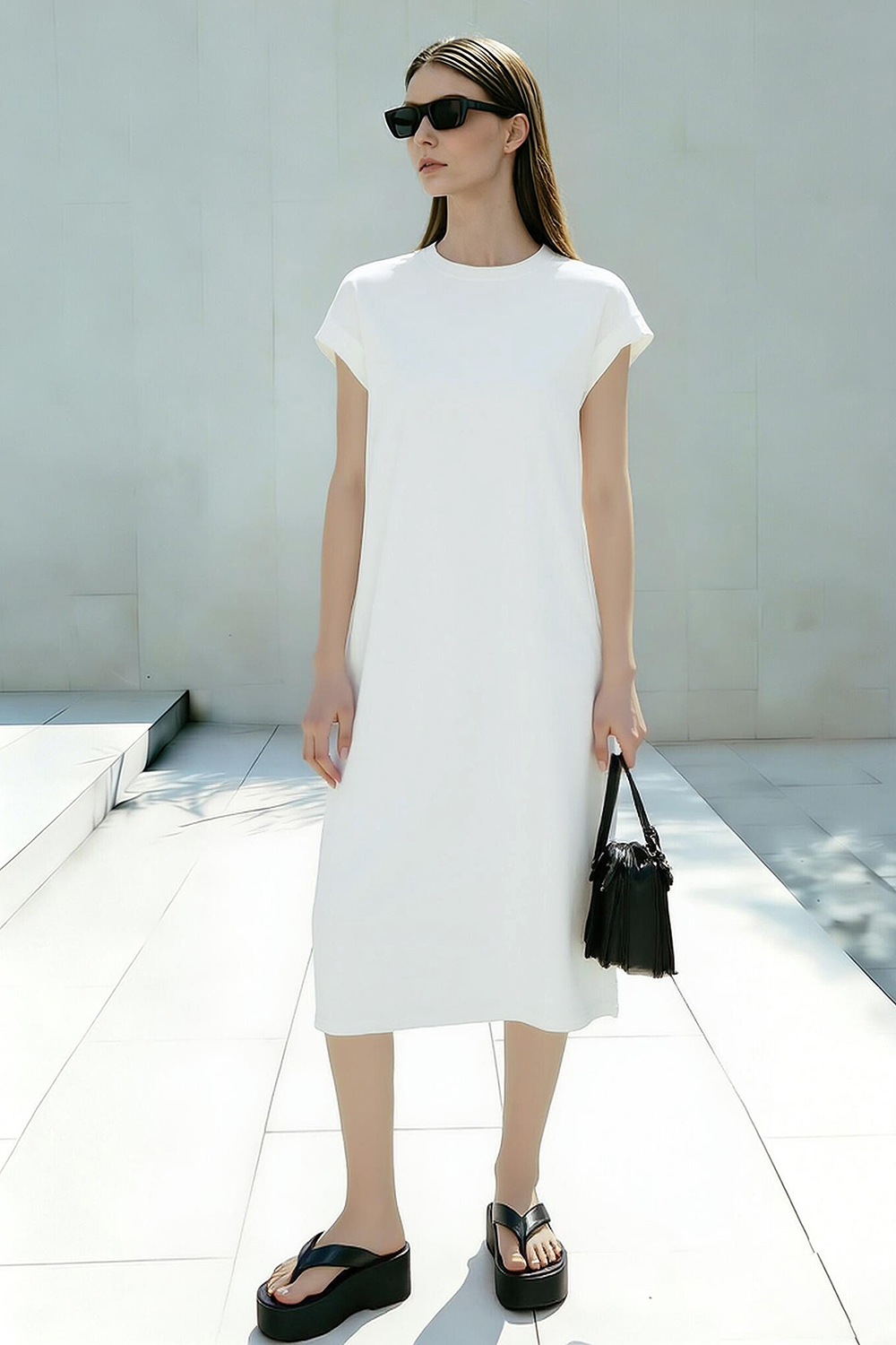 Lace Spliced Slit Dress