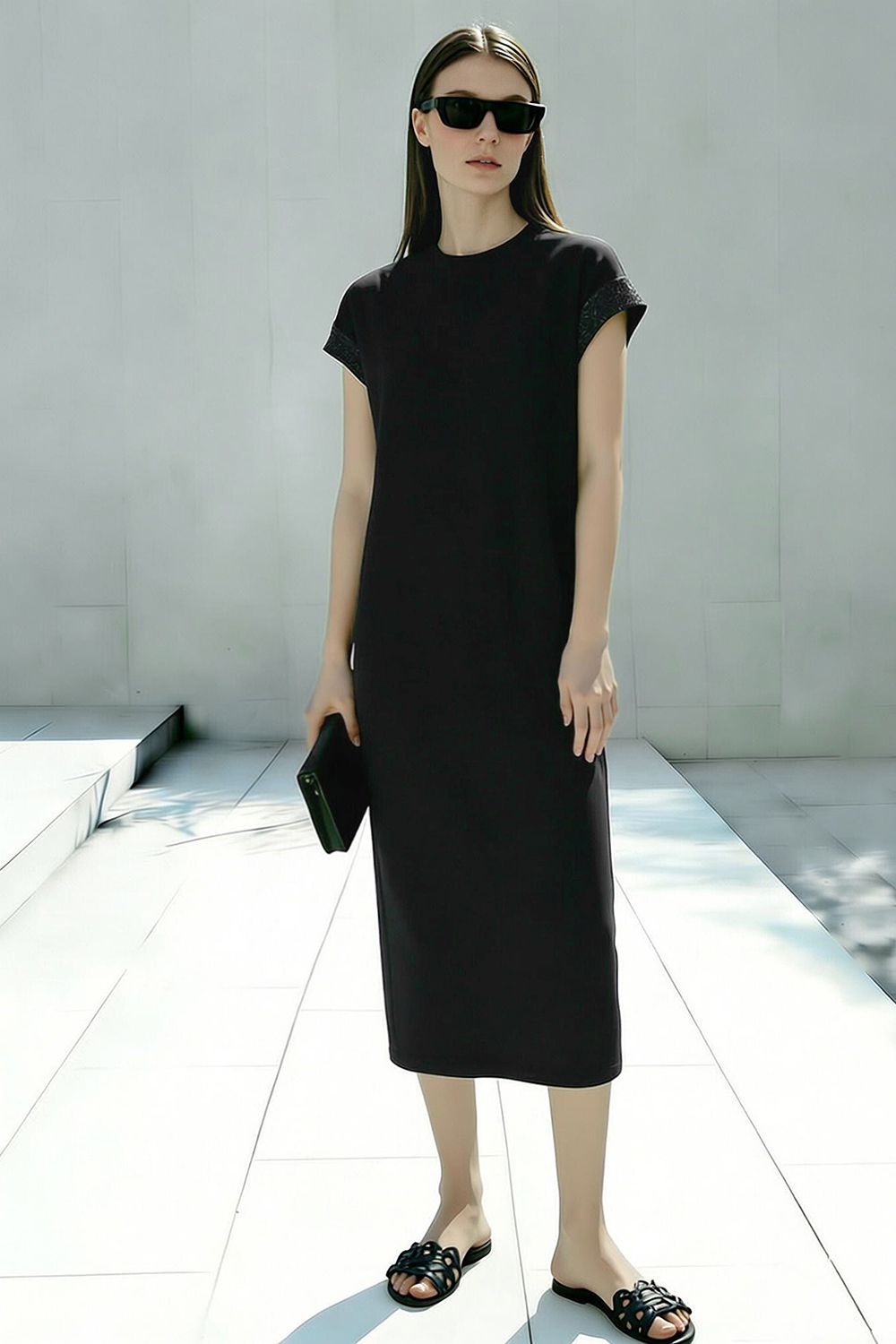 Lace Spliced Slit Dress