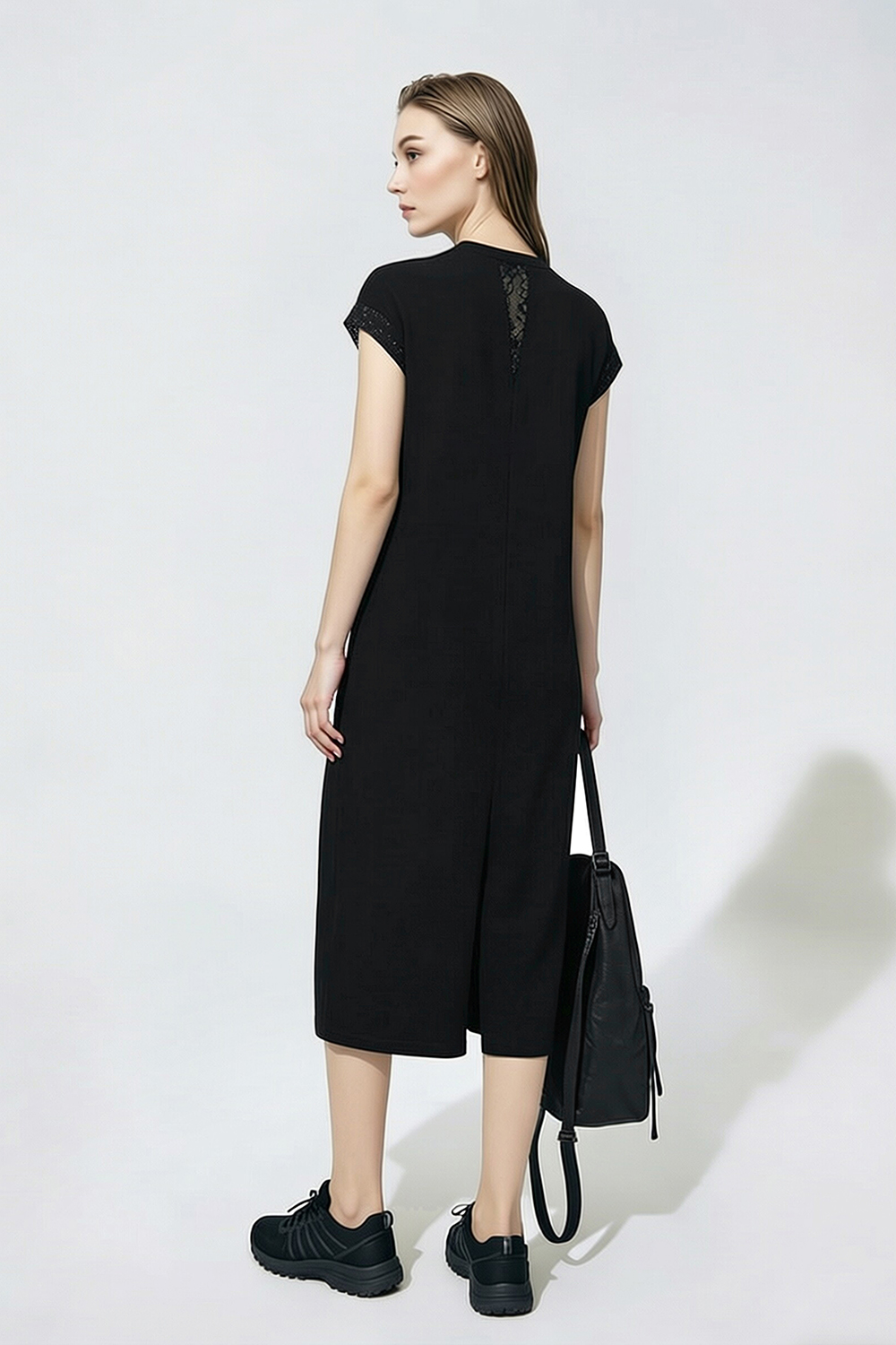 Lace Spliced Slit Dress