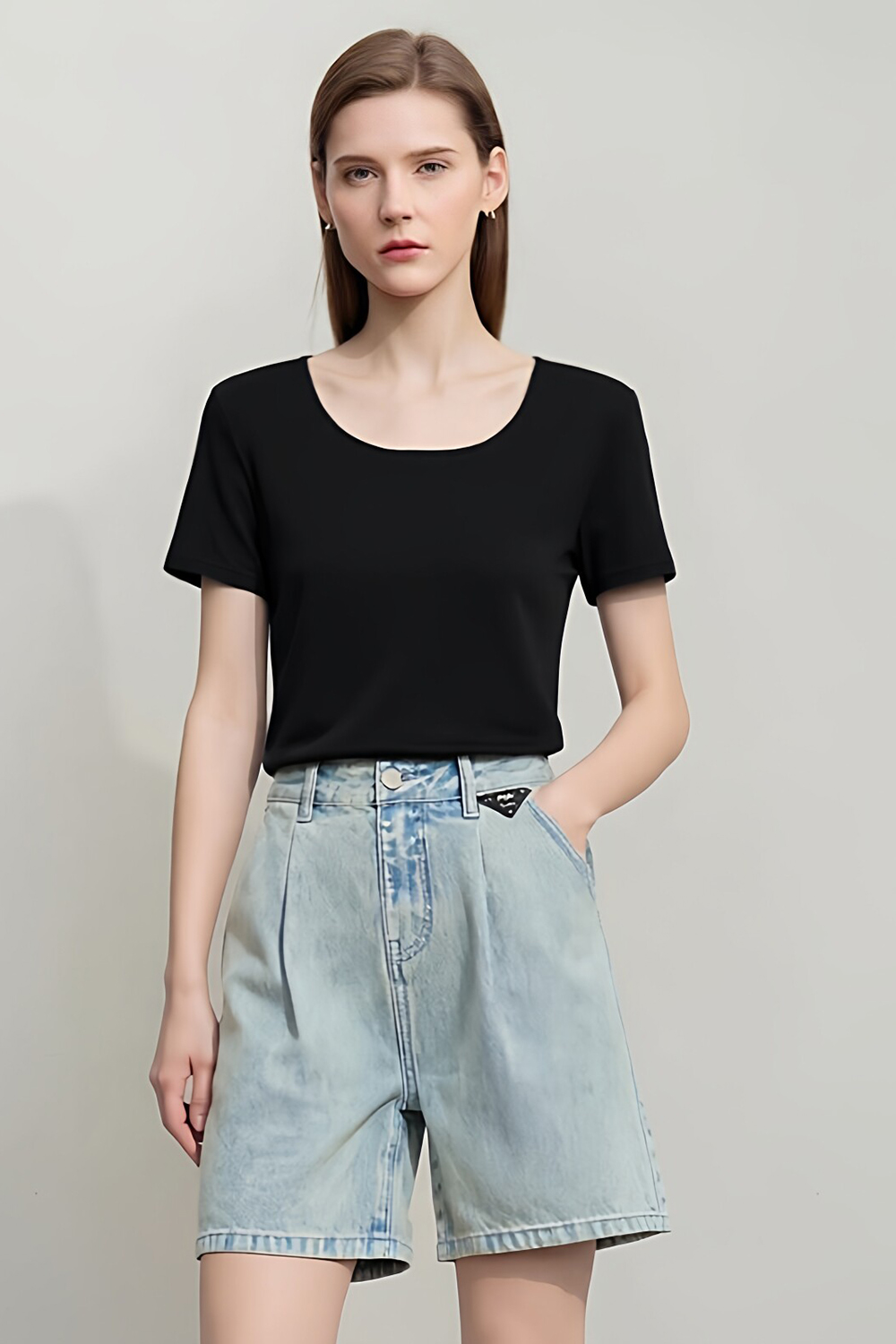 Lace Spliced Backless T-shirt