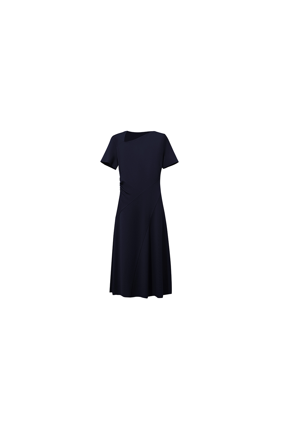 Asymmetric Neck Waist Slim Knit Dress|AMII
