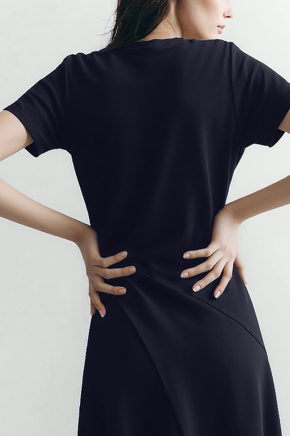Asymmetric Neck Waist Slim Knit Dress|AMII