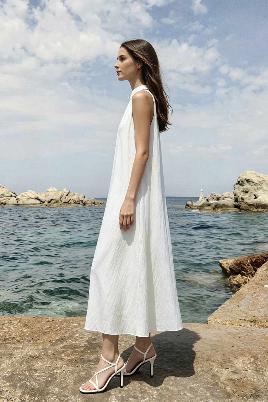 Lyocell Sleeveless Dress|AMII