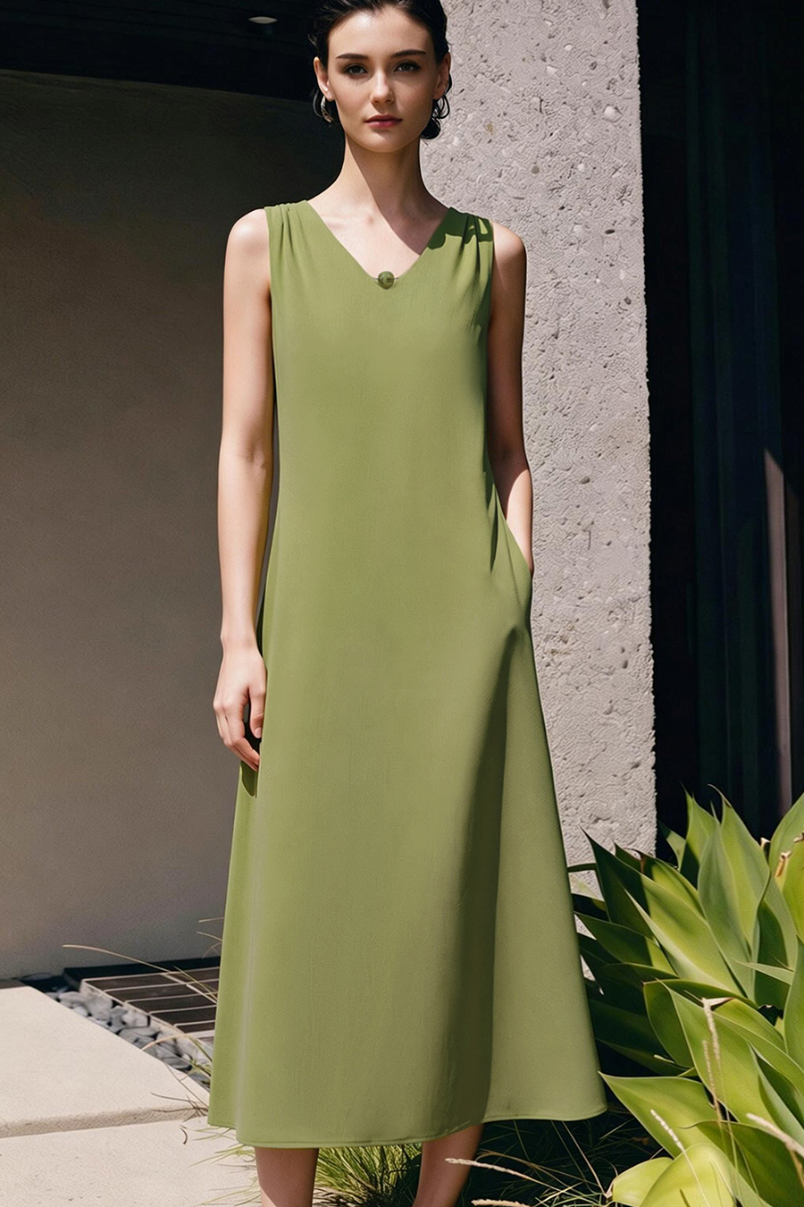 Beaded V-Neck Dress
