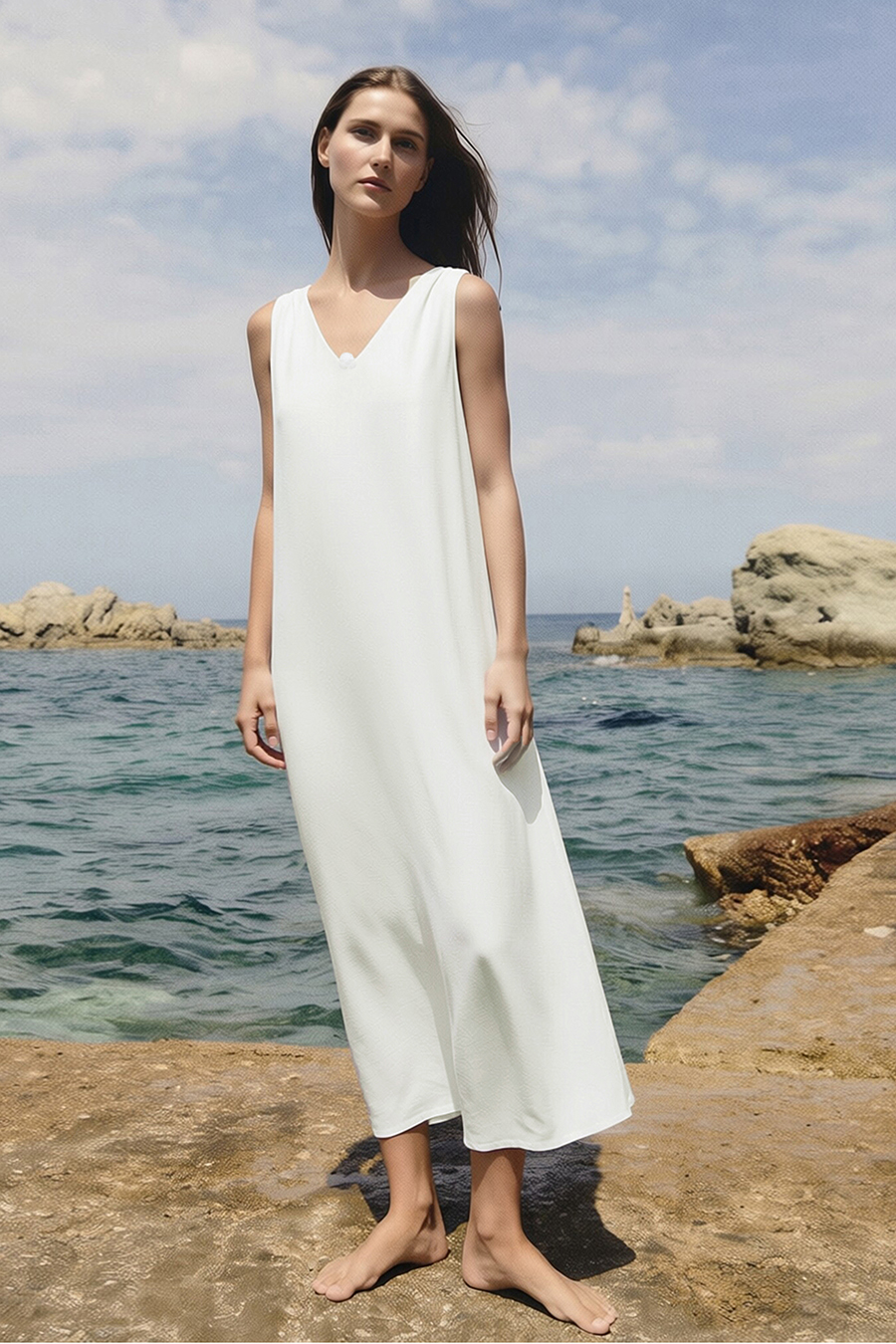 Beaded V-Neck Dress