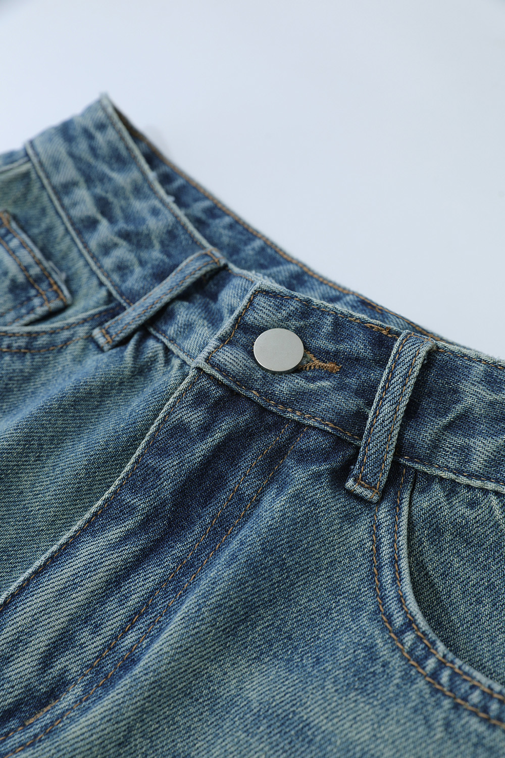 Frayed & Bleached Denim Shorts