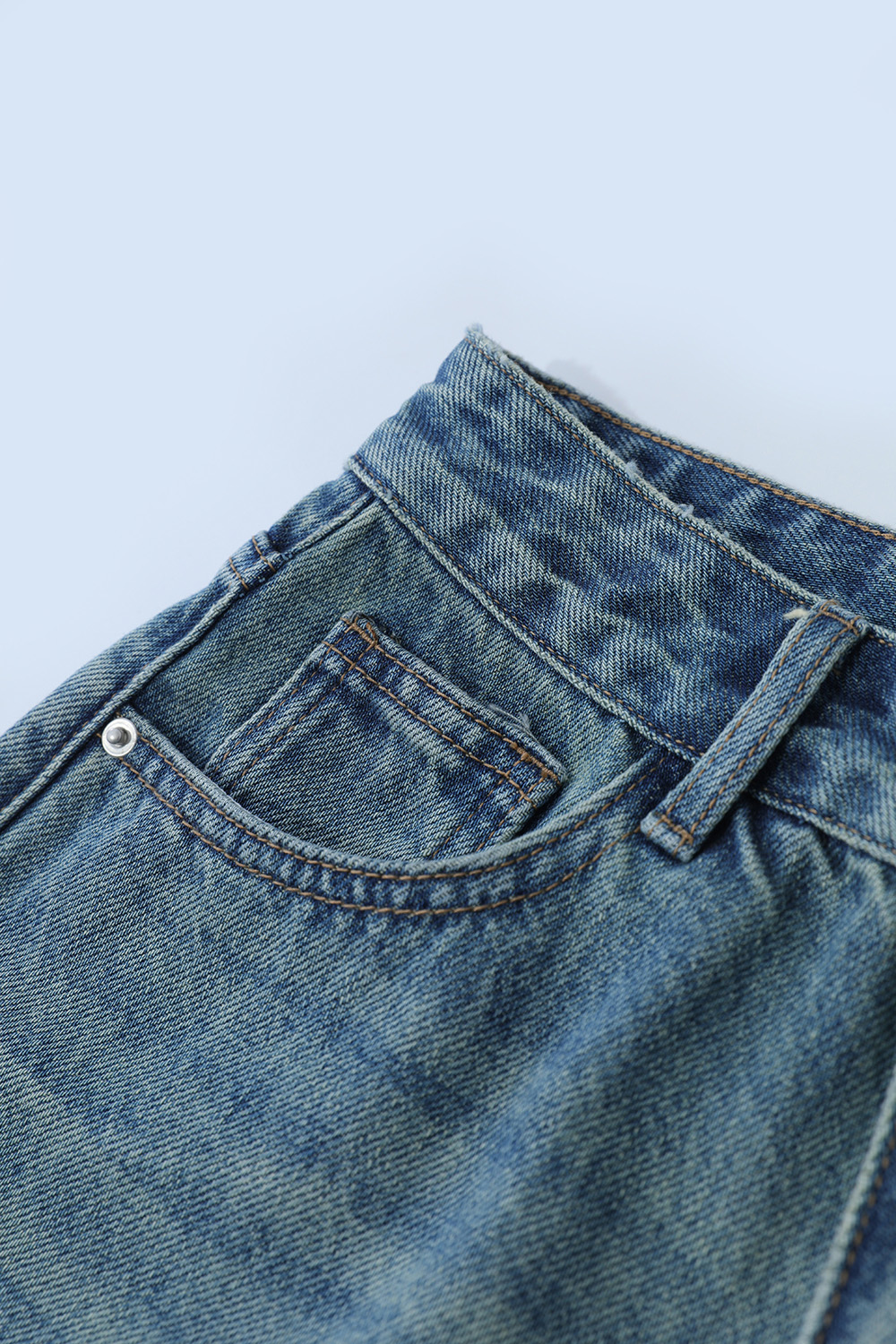 Frayed & Bleached Denim Shorts