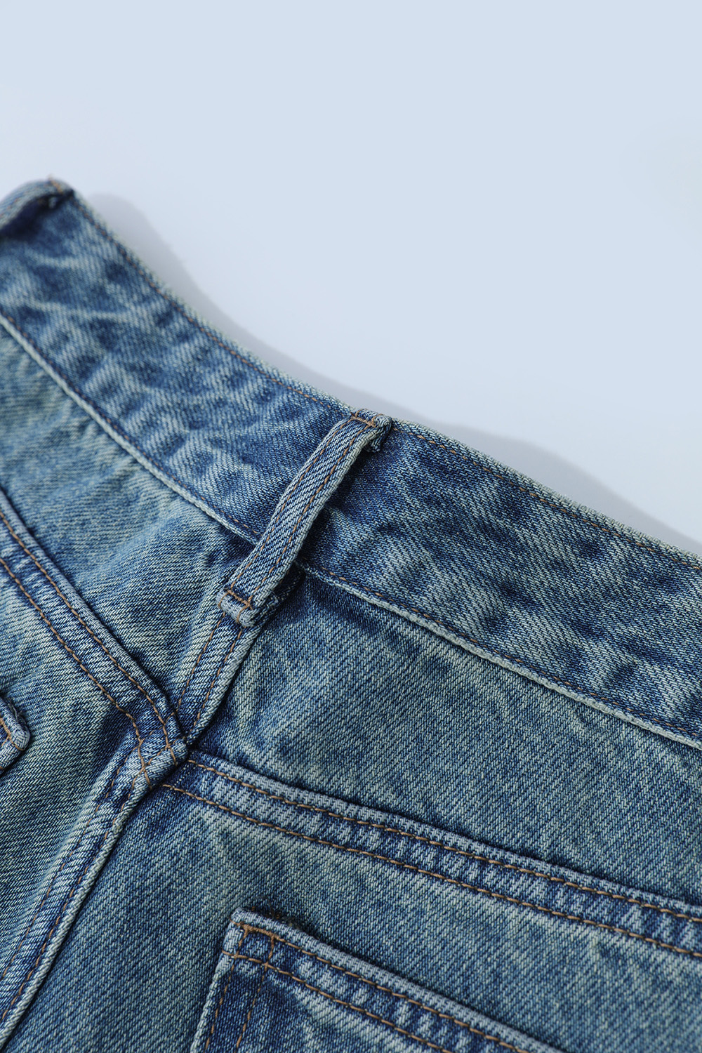 Frayed & Bleached Denim Shorts