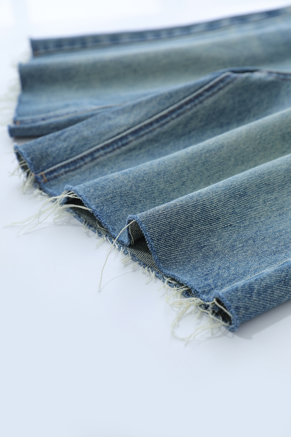 Frayed & Bleached Denim Shorts