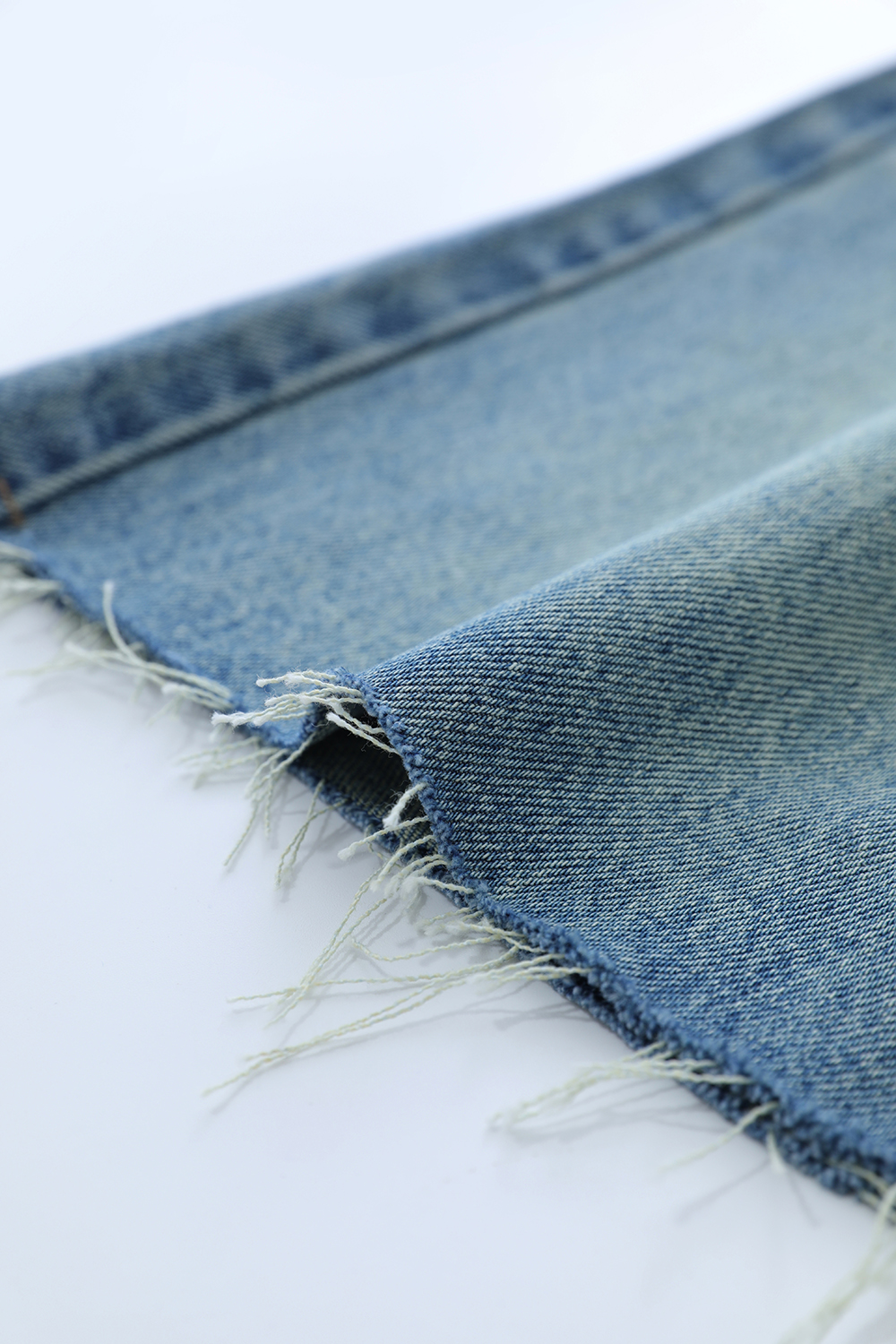 Frayed & Bleached Denim Shorts