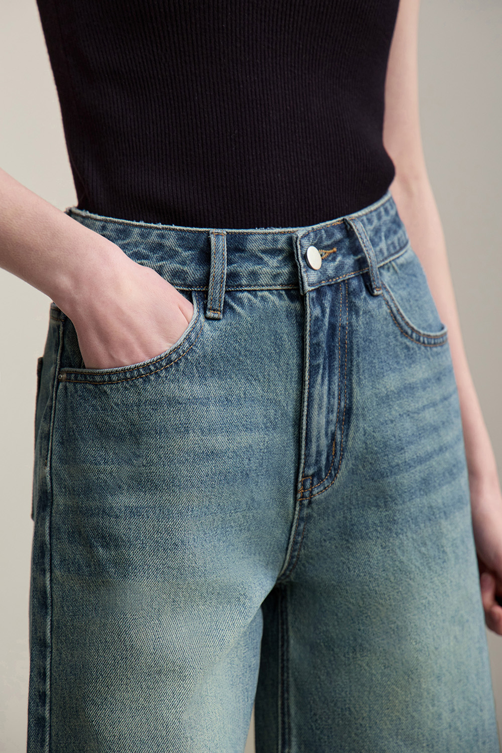 Frayed & Bleached Denim Shorts