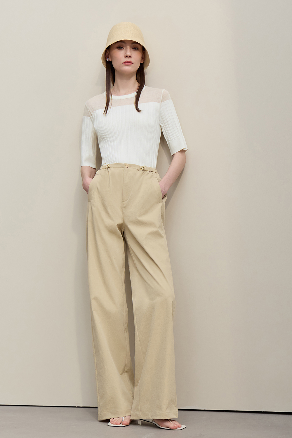 Sheer Silk Spliced Knit Sweater