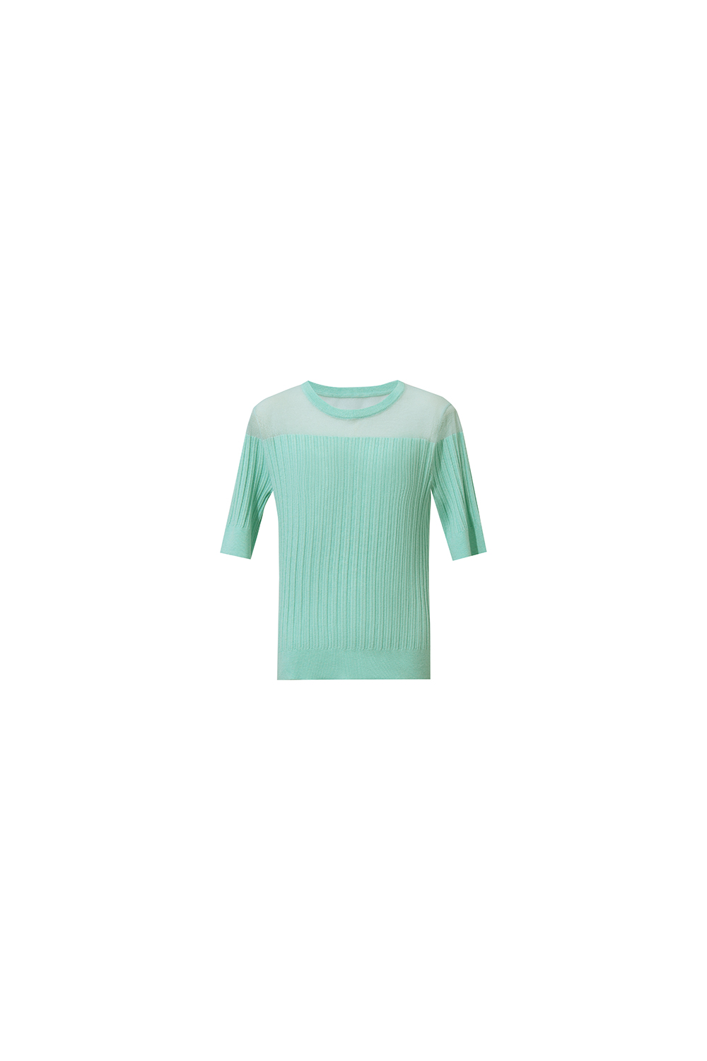 Sheer Silk Spliced Knit Sweater