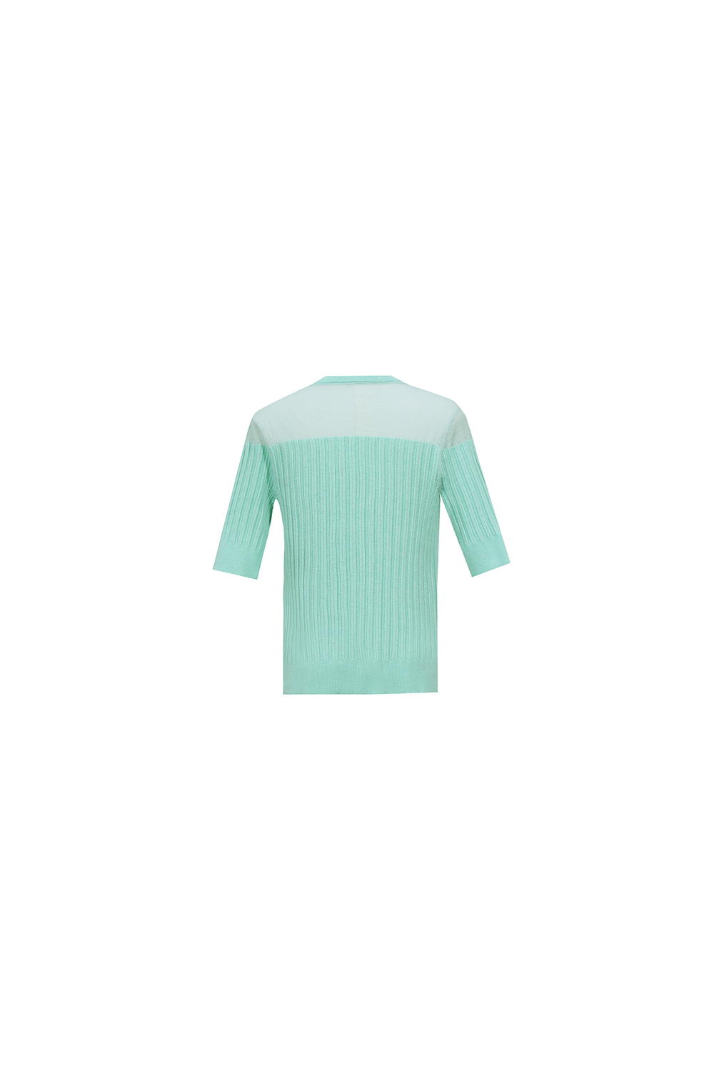 Sheer Silk Spliced Knit Sweater