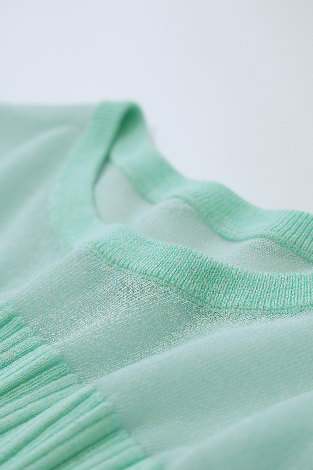 Sheer Silk Spliced Knit Sweater