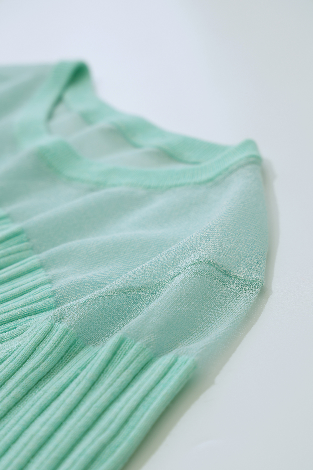 Sheer Silk Spliced Knit Sweater