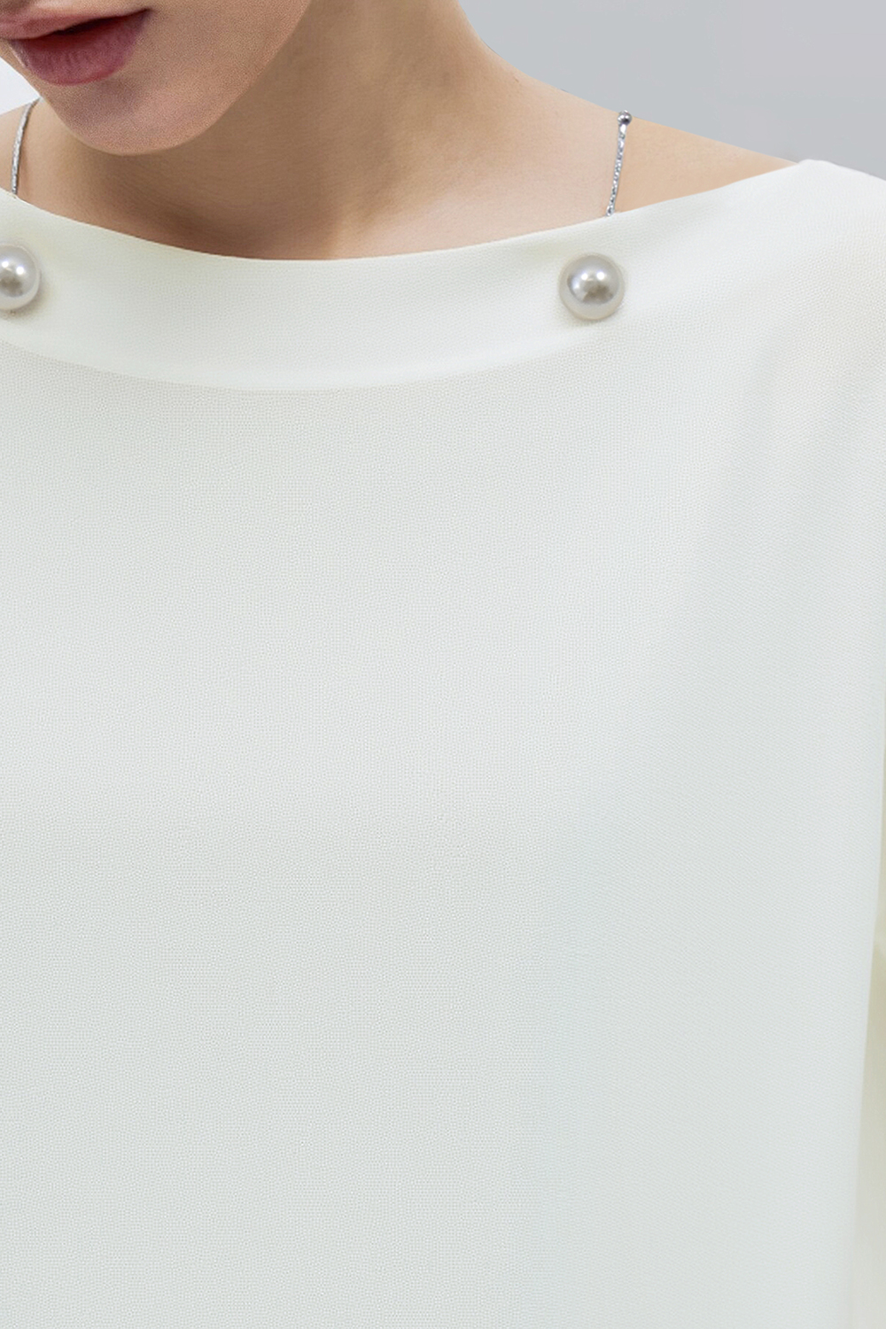 Beaded Chain Chiffon Blouse|AMII