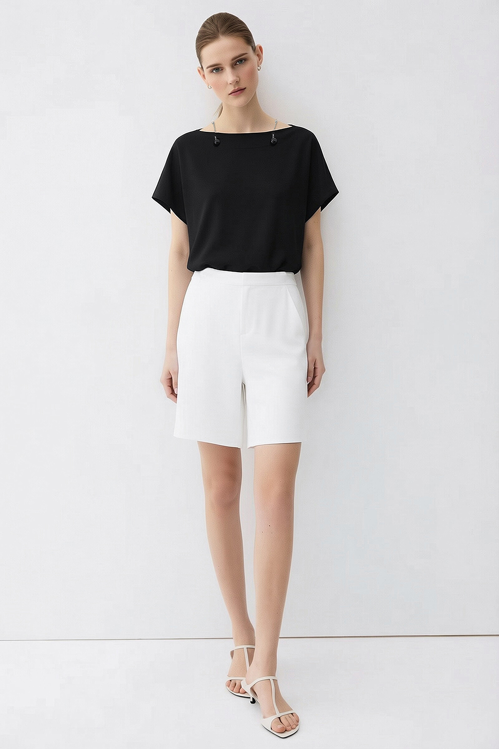 Beaded Chain Chiffon Blouse|AMII