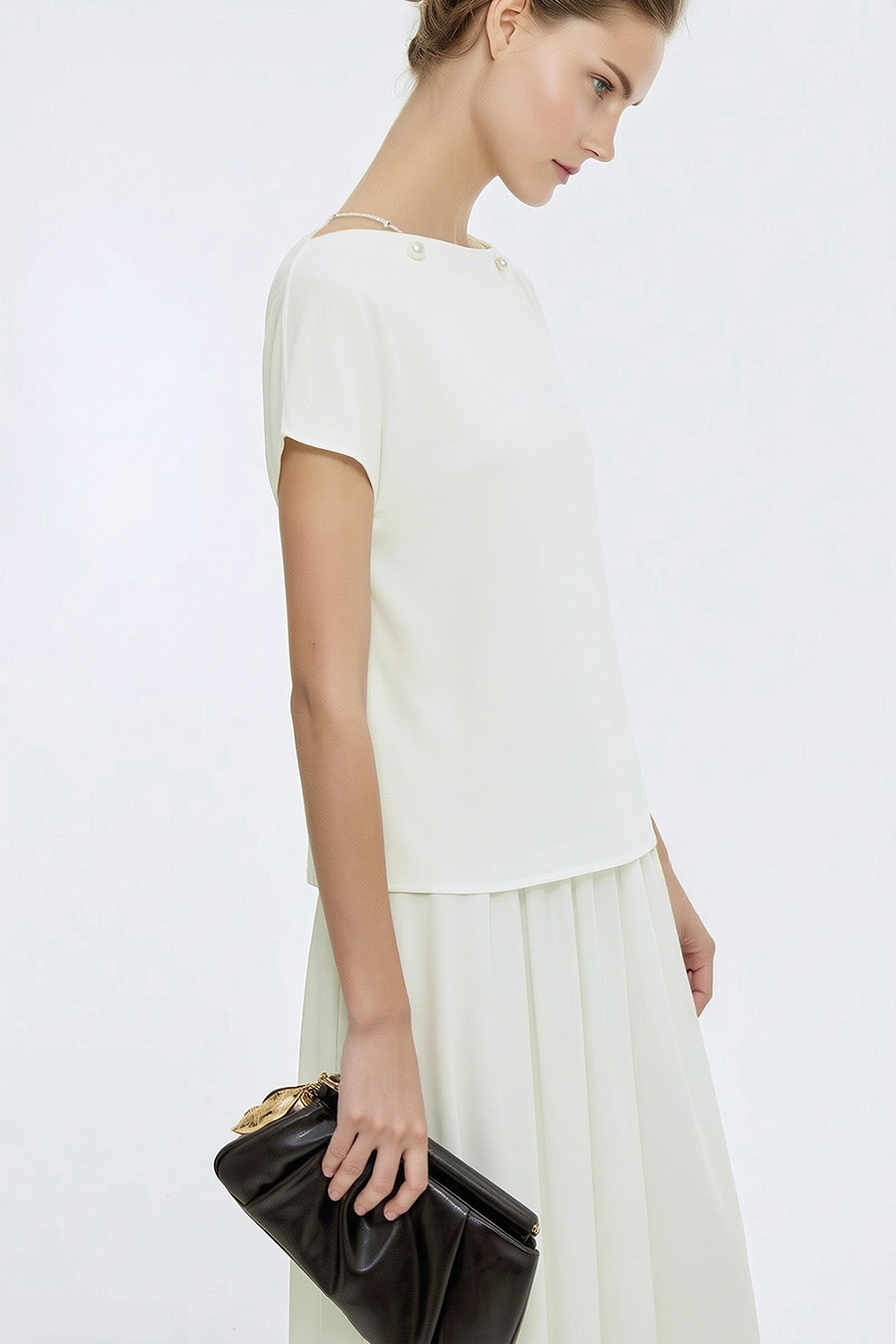 Beaded Chain Chiffon Blouse|AMII