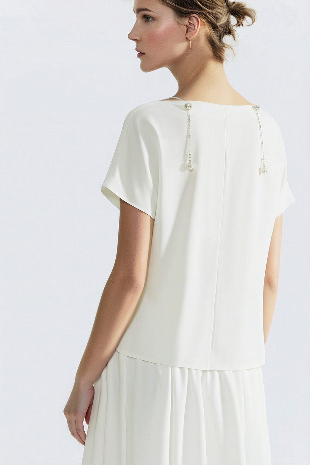 Beaded Chain Chiffon Blouse|AMII