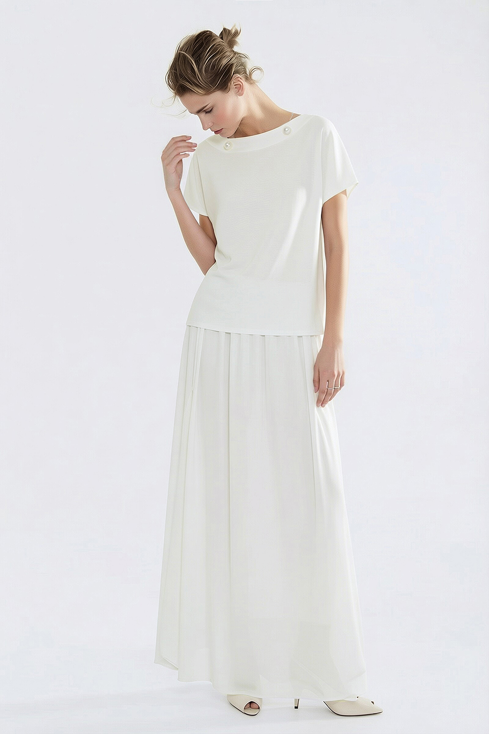 Beaded Chain Chiffon Blouse|AMII