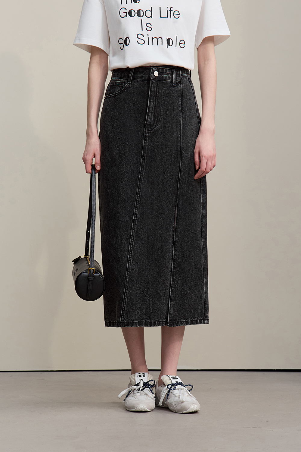 Slit Denim Skirt