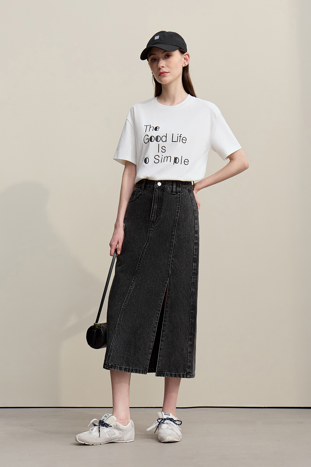 Slit Denim Skirt