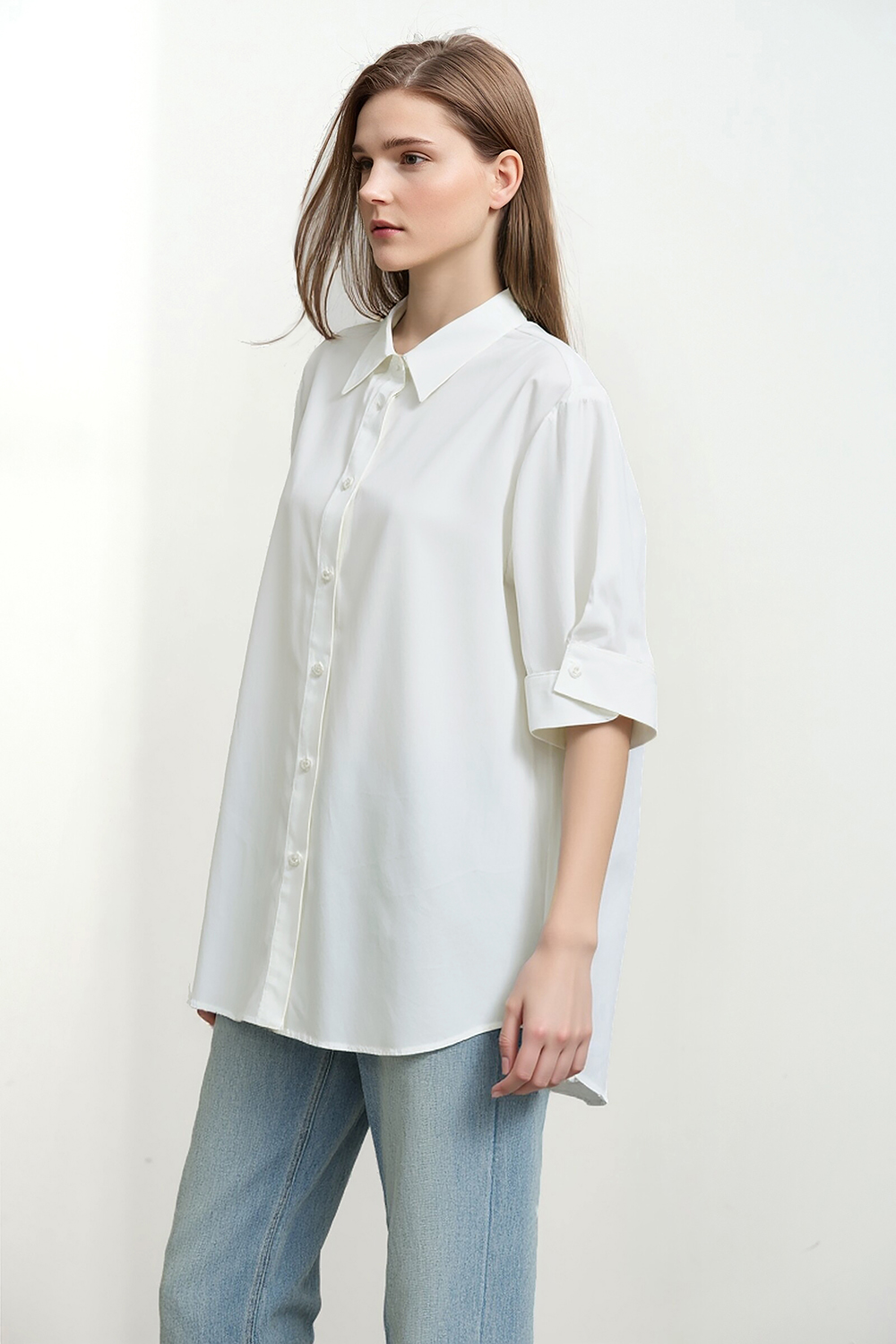 Hollow Pleated Stripe Shirt
