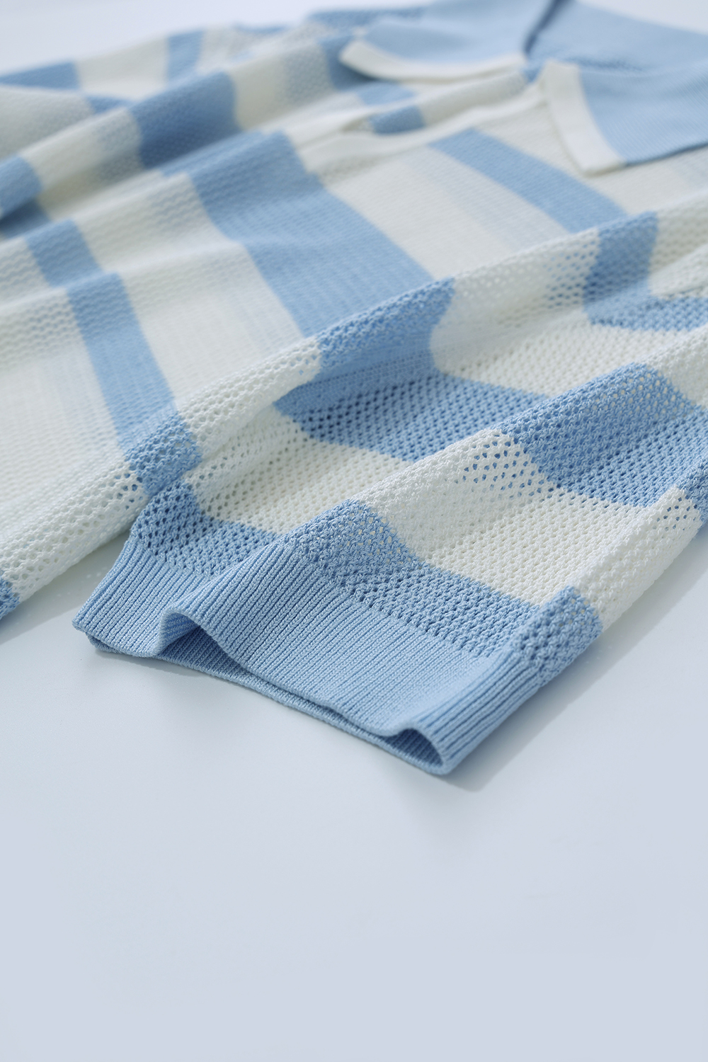 Striped Short Sleeve Knit Sweater