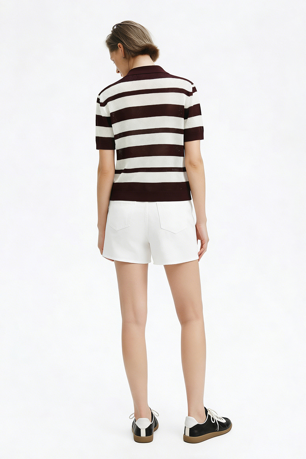 Striped Short Sleeve Knit Sweater