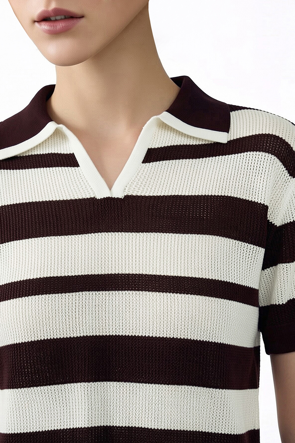 Striped Short Sleeve Knit Sweater