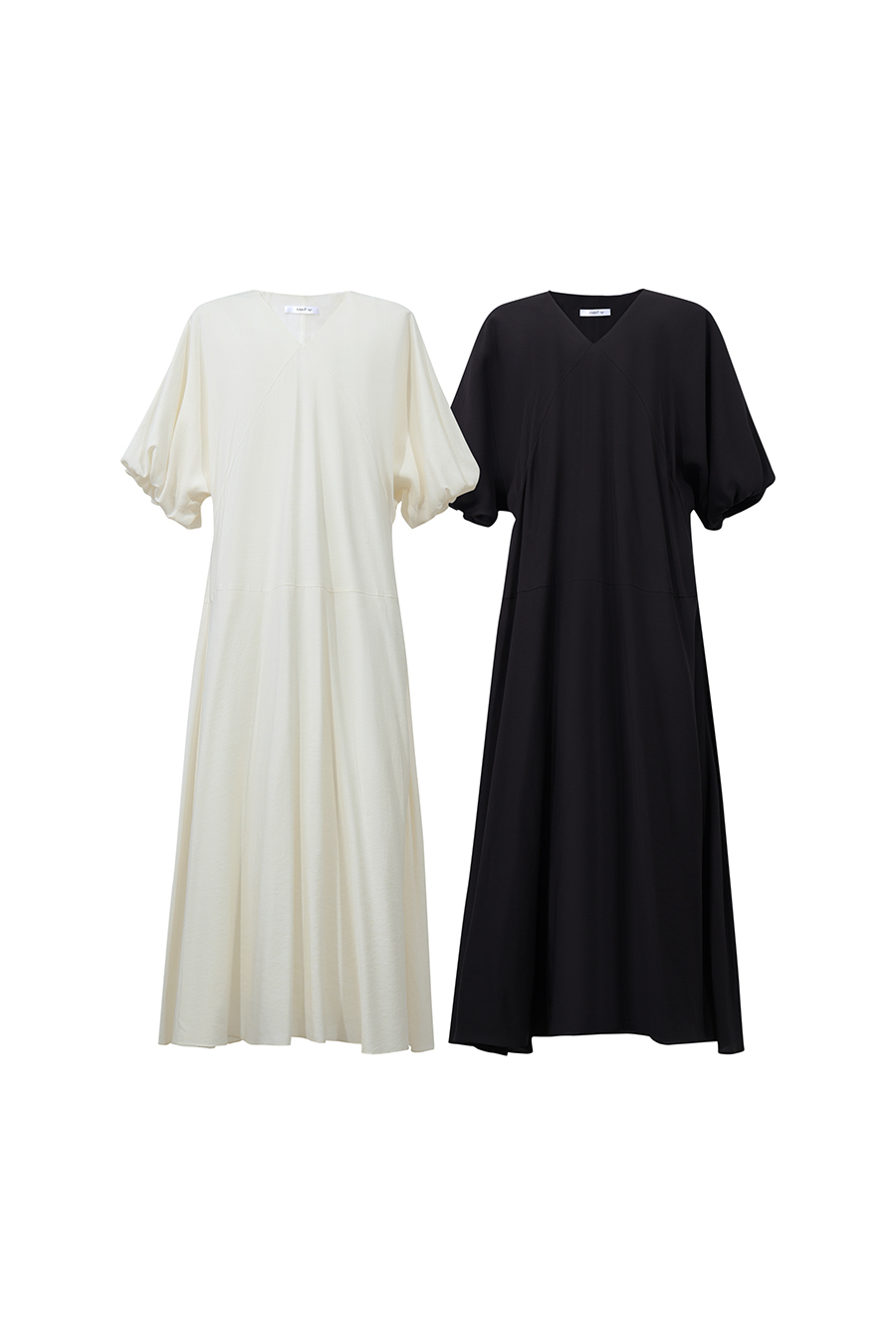 V-neck Puff Sleeve Dress|AMII