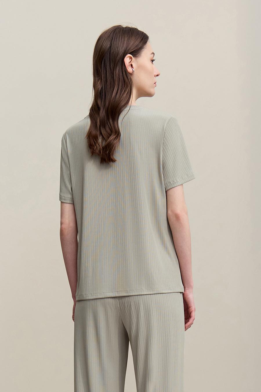 U-neck Ribbed Short-sleeve T-shirt