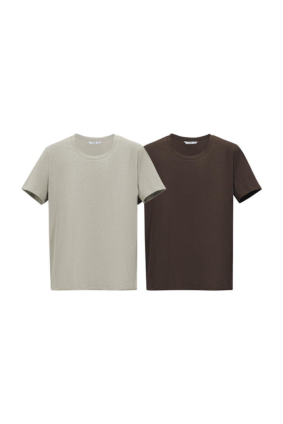 U-neck Ribbed Short-sleeve T-shirt