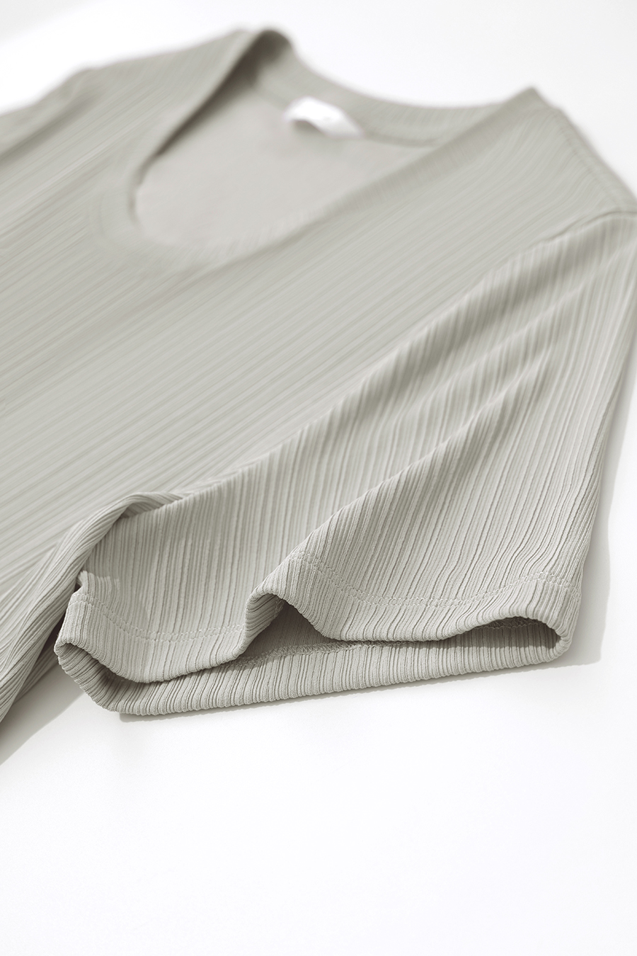 U-neck Ribbed Short-sleeve T-shirt