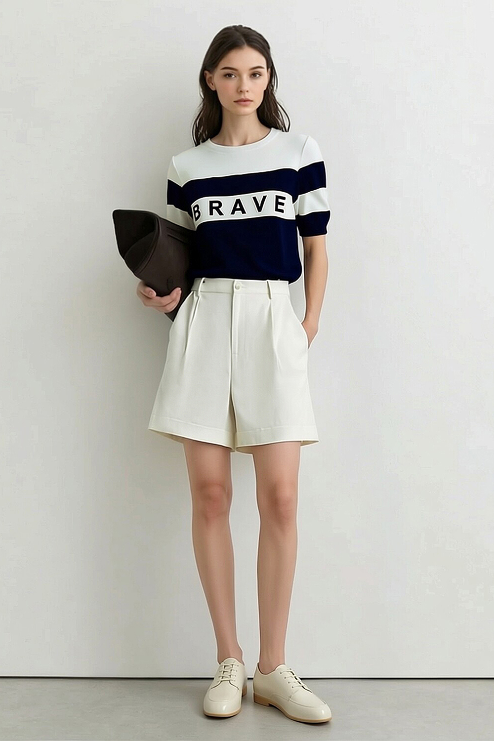 Crew Neck Striped Knit Sweater