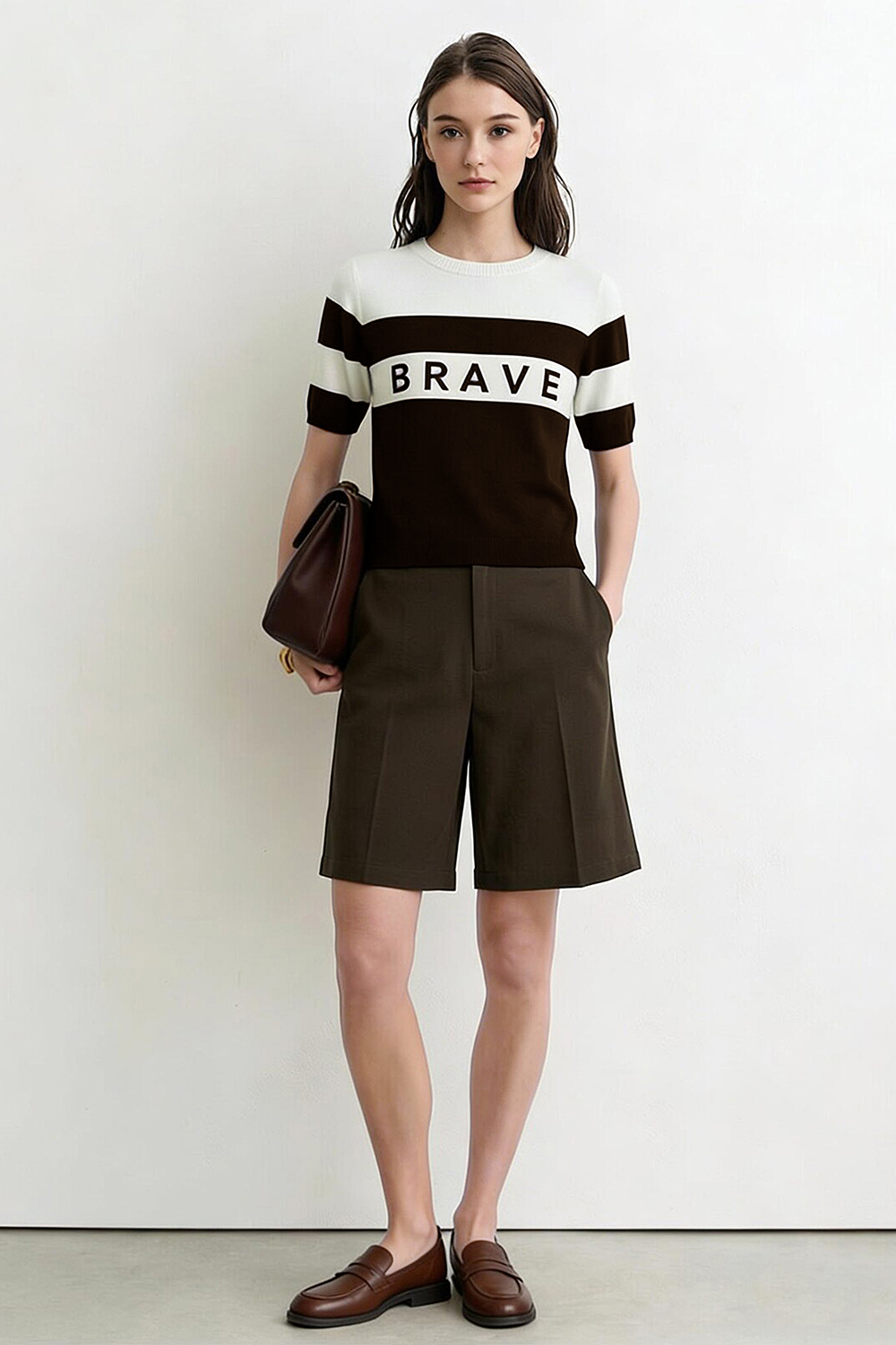 Crew Neck Striped Knit Sweater