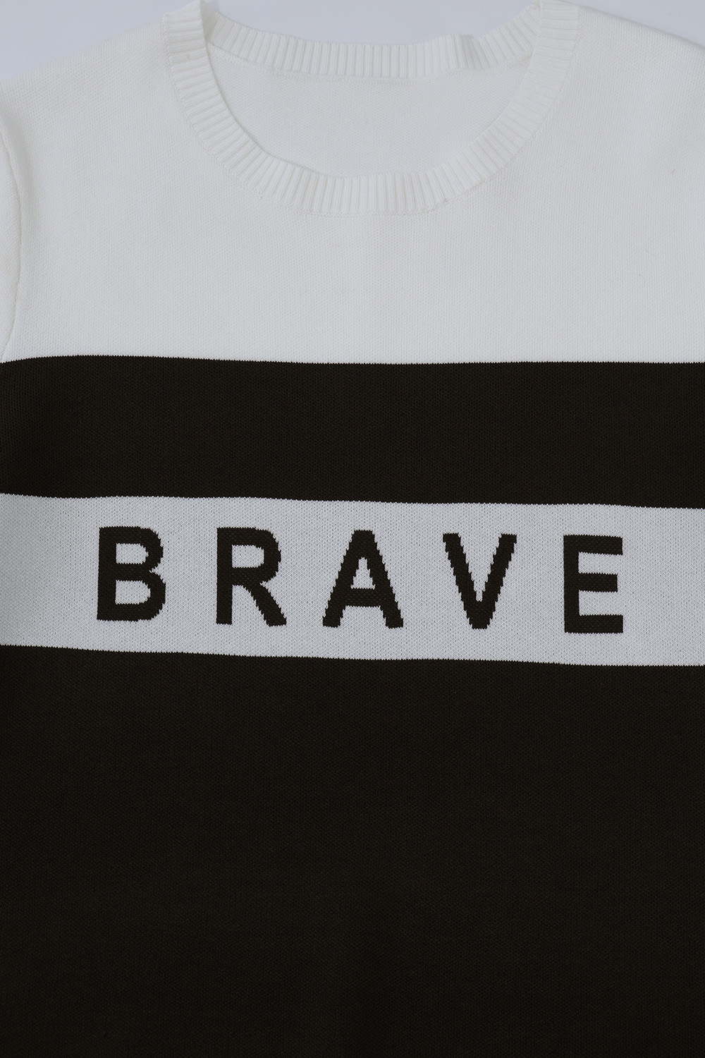 Crew Neck Striped Knit Sweater