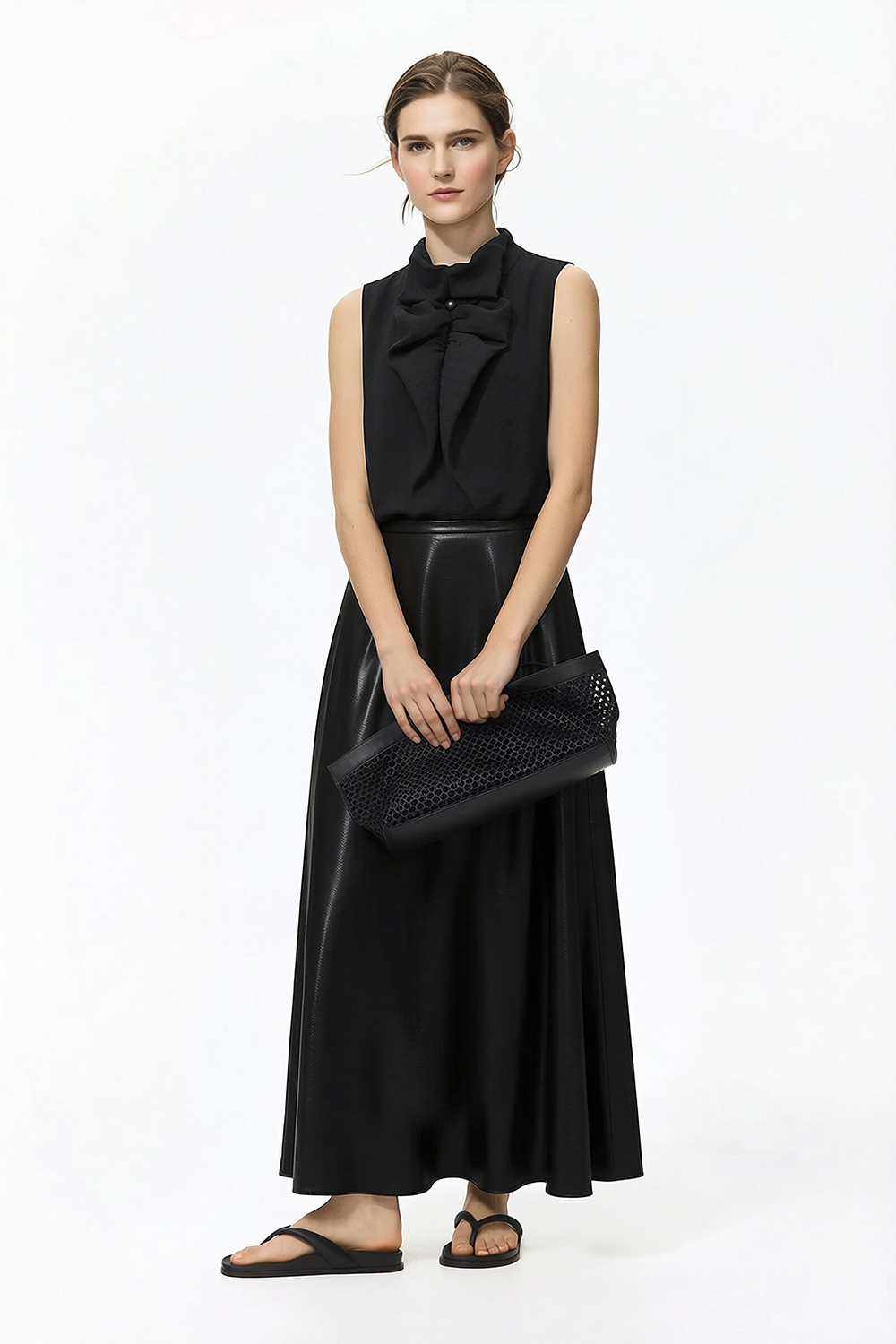 Beaded Pleated Chiffon Top