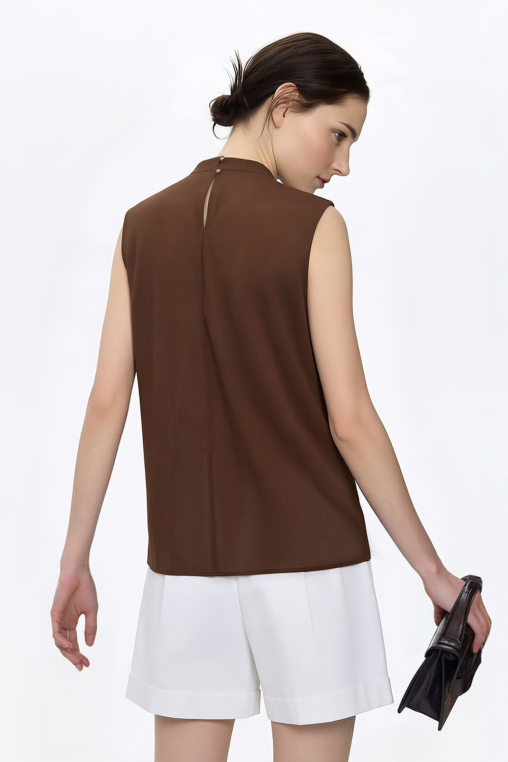Beaded Pleated Chiffon Top