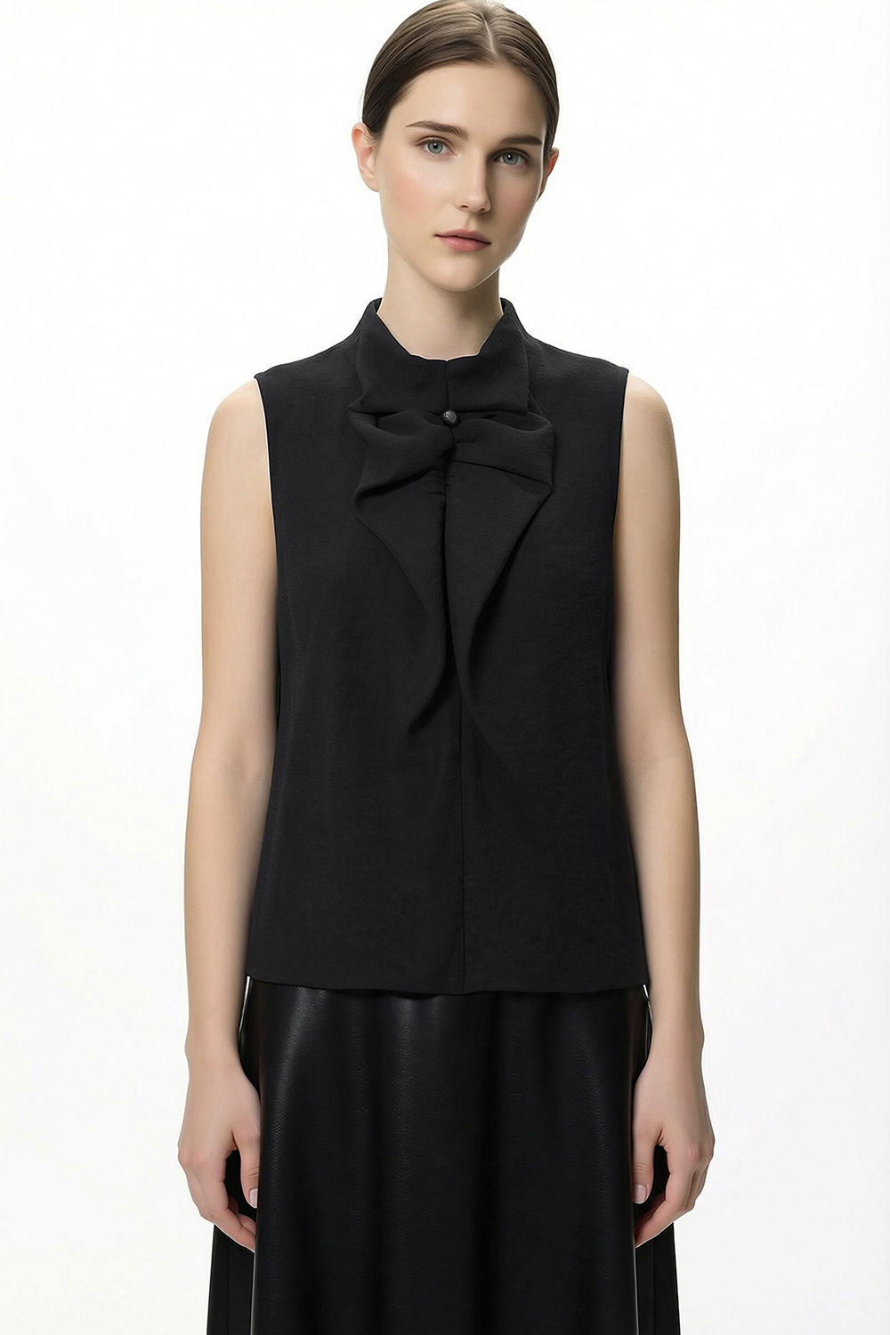 Beaded Pleated Chiffon Top